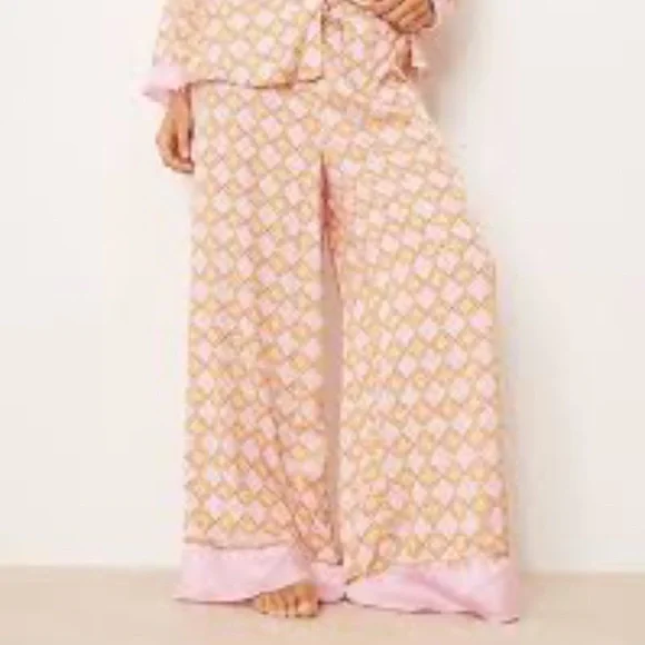 Free people dreamy days satin pajama set. XL nwt Pink and Orange - Picture 3 of 8